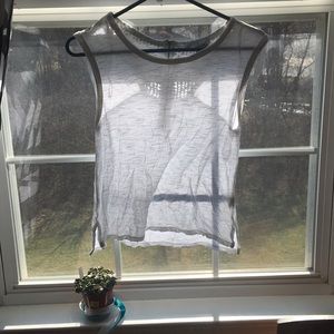 A white sheer sleeve tank top